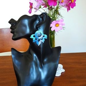 Lotus earrings in Monet blue